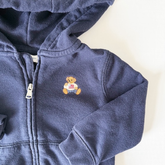 Ralph Lauren Bear Navy Hooded Zip Up Sweatshirt 18m - Picture 2 of 6